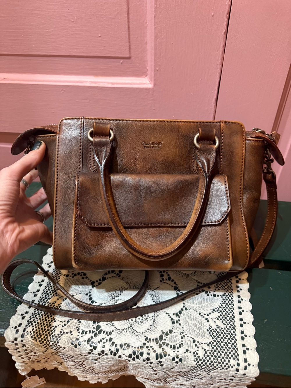 Old Trend Pansy mini satchel bag dark brown leather - Picture 2 of 9